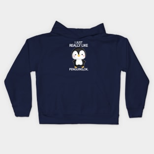 i just really like penguins ok Kids Hoodie